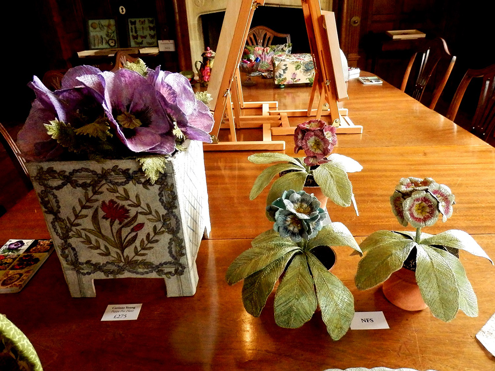 Embroidered pot plants by Corinne Young for 'Portrait of a Lady' exhibition at Chawton House Library, October 2016.