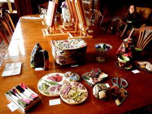 Sewing Room display by Corinne Young for 'Portrait of a Lady' exhibition at Chawton House Library, October 2016.