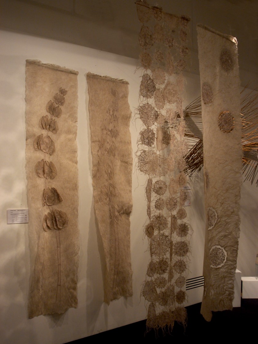 Wall Hangings by Corinne Young for the Society of Designer Craftsmen showcase, Mall Galleries, London, 2004.