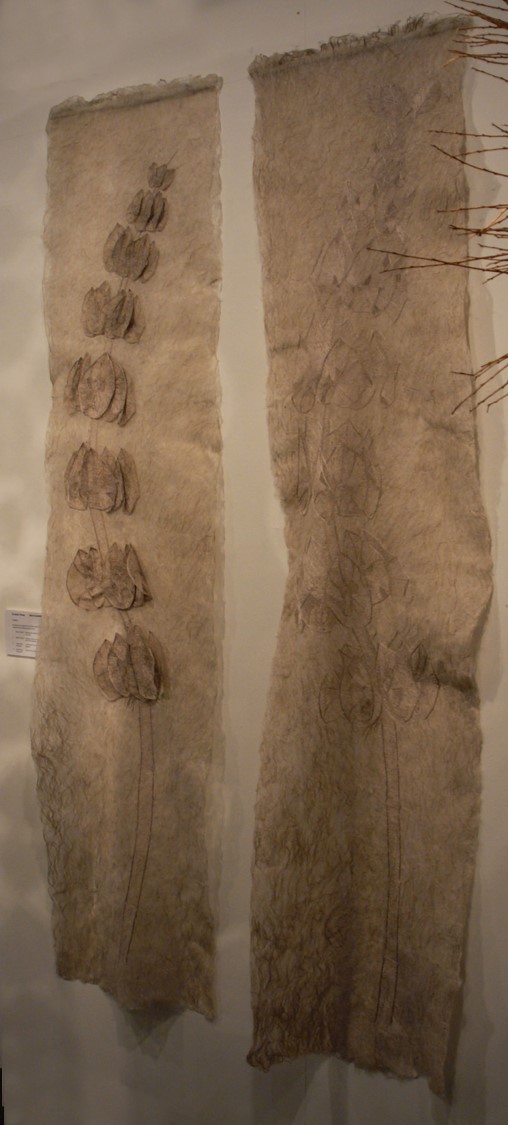 Wall Hangings by Corinne Young for the Society of Designer Craftsmen showcase, Mall Galleries, London, 2004.