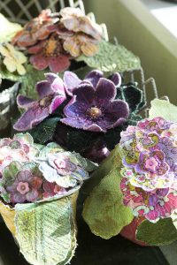 Embroidered pot plants by textile artist Corinne Young. Photo by Colin Poole for HomeStyle Magazine (June 2016).