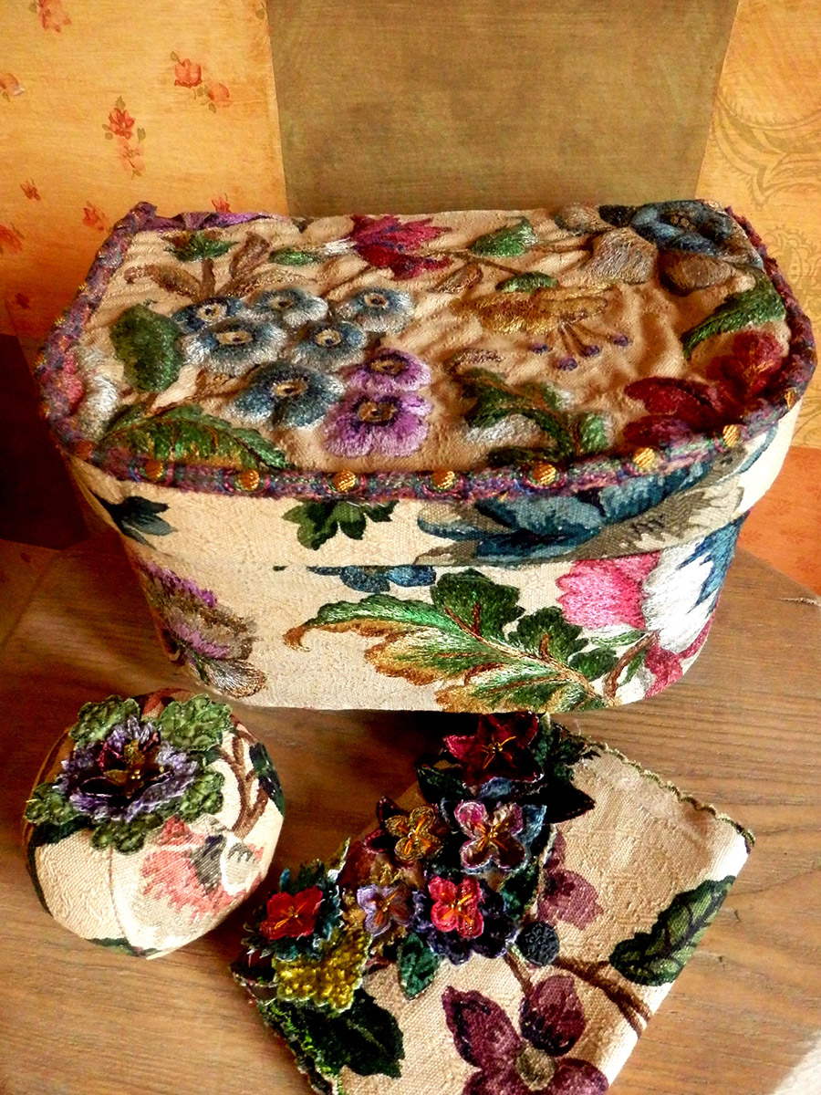 Sewing Box, Needlecase and Pincushion by Corinne Young from the exhibition Lives, Loves and Loss - Traces at Fenton House.