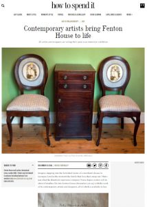 Screenshot of the article 'Contemporary artists bring Fenton House to life' in the December 2016 edition of the Financial Times online, featuring textile artist Corinne Young.