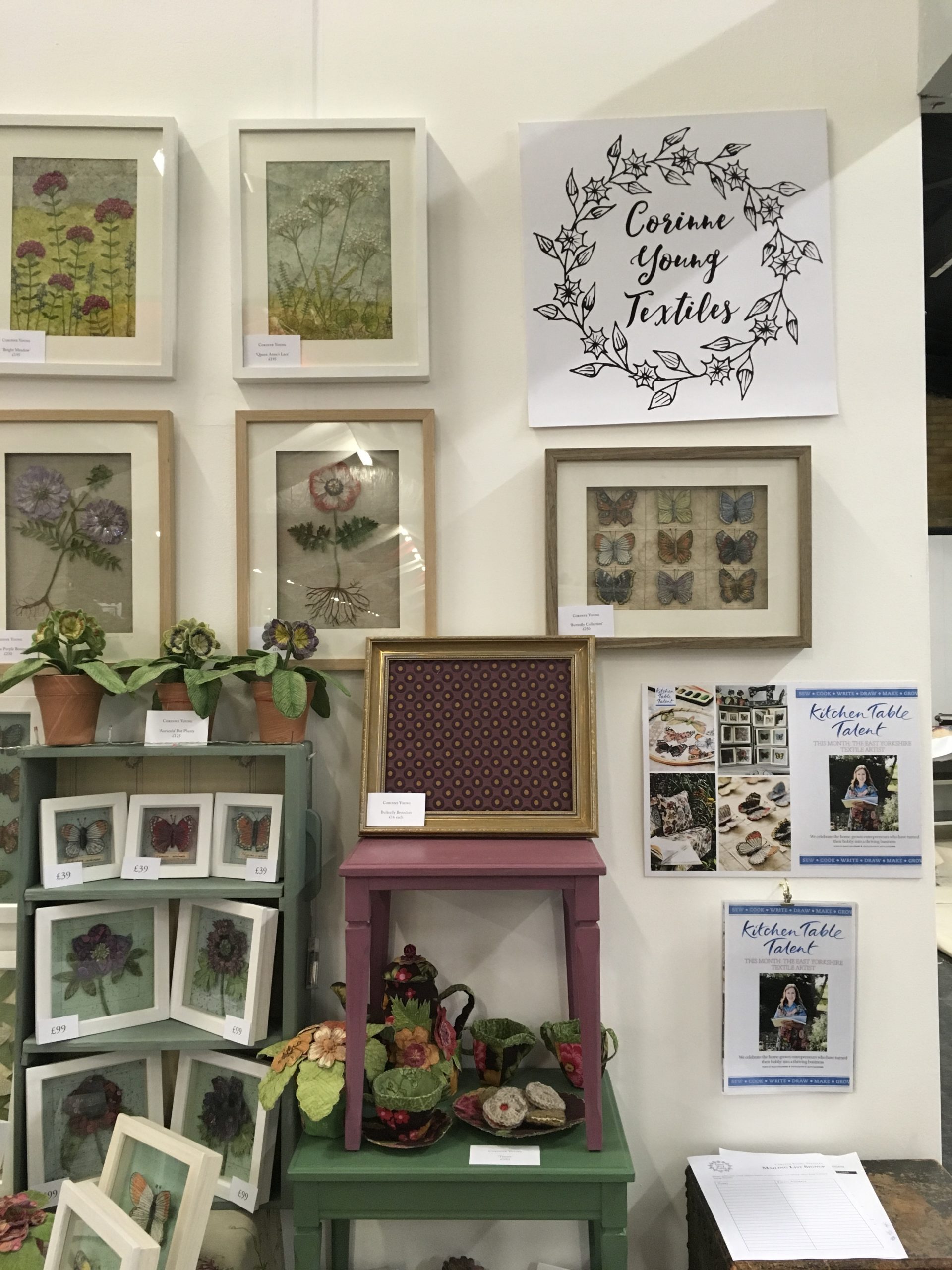 Textile art by Corinne Young on display at the Country Living Harrogate Christmas Fair 2017.
