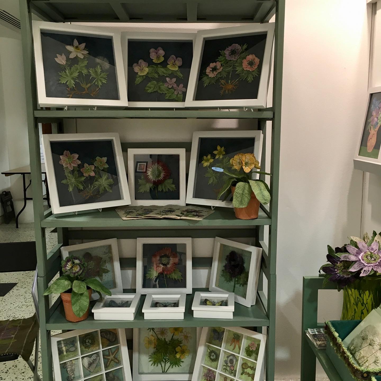 Textile artist Corinne Young's display at Art& York, October 2019.
