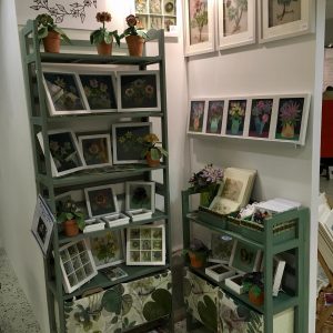 Textile artist Corinne Young's display at Art& York, October 2019.