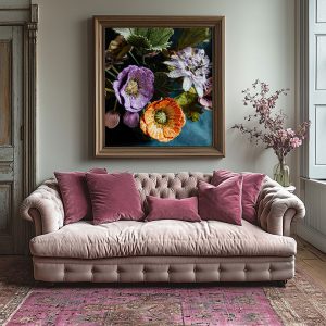 Corinne Young - Poppies and Passion Flower Art Print (Room Set)
