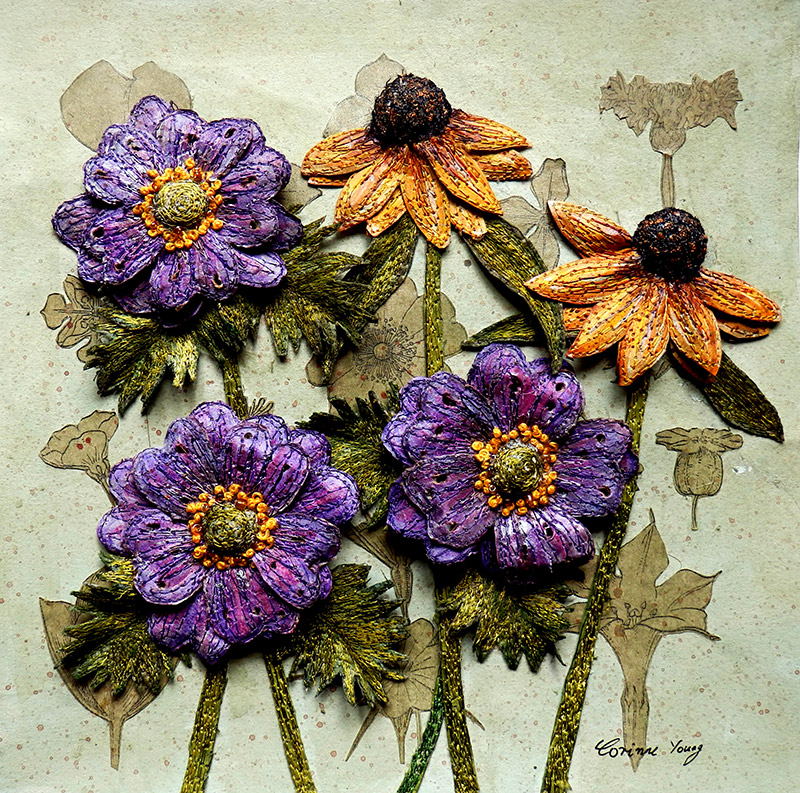 'Late Summer' by textile artist Corinne Young, featured in Creative With Workbox Magazine (April 2016).